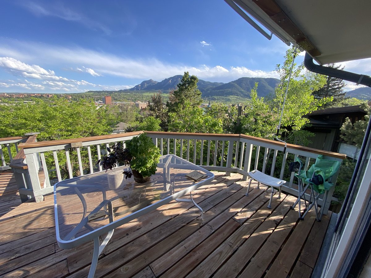View of the Boulder Flatirons from 1450 High St