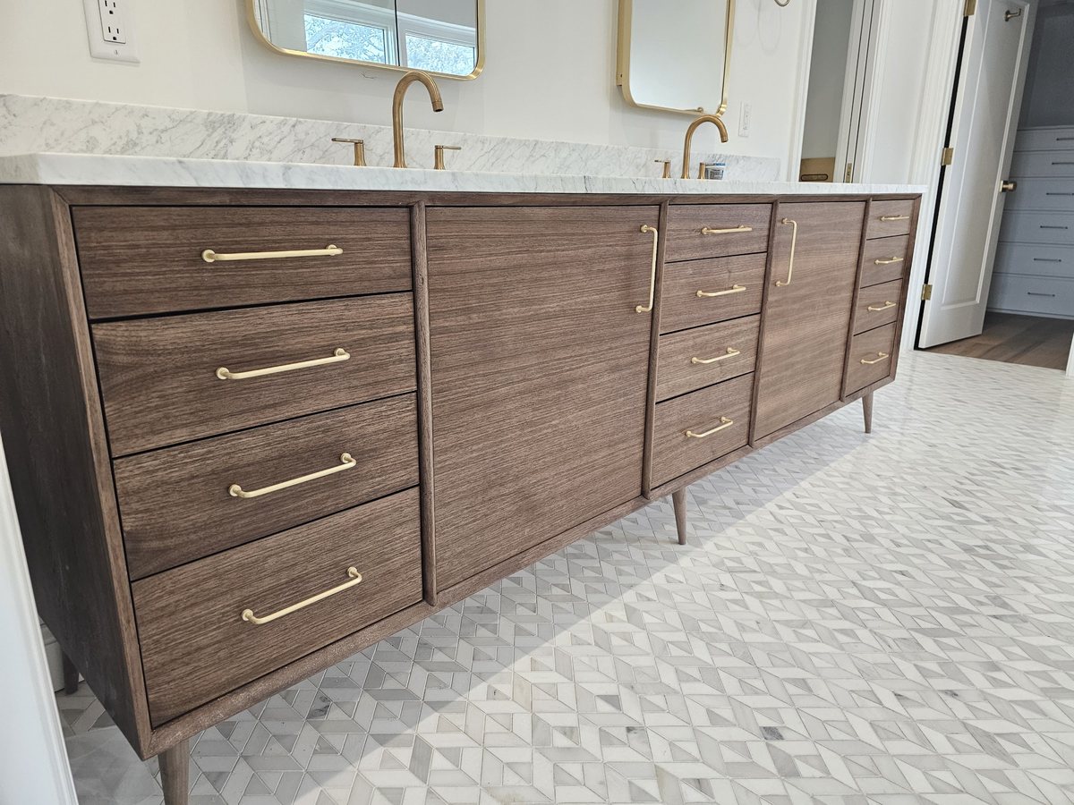 Custom walnut double vanity