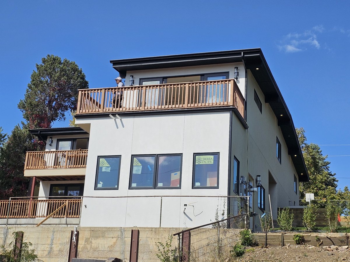 Rear elevation with stacked decks